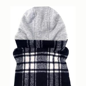 DOGGIE DESIGN Plaid Jacket With Hoodie - Black and Gray